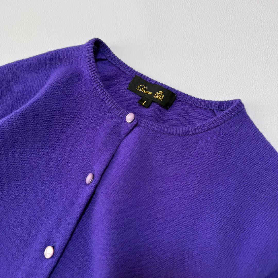 極美品 ドゥロワー カシミヤ100% クルーネック カーディガン