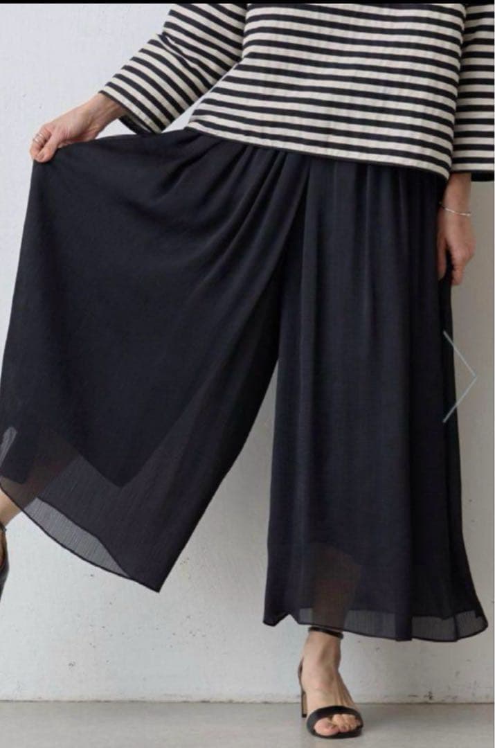 BEARDSLEY NEWシワシフォンギャザーパンツ黒s ビアズリー BEARDSLEY（ビアズリー） パンツ シワシフォンギャザーパンツ