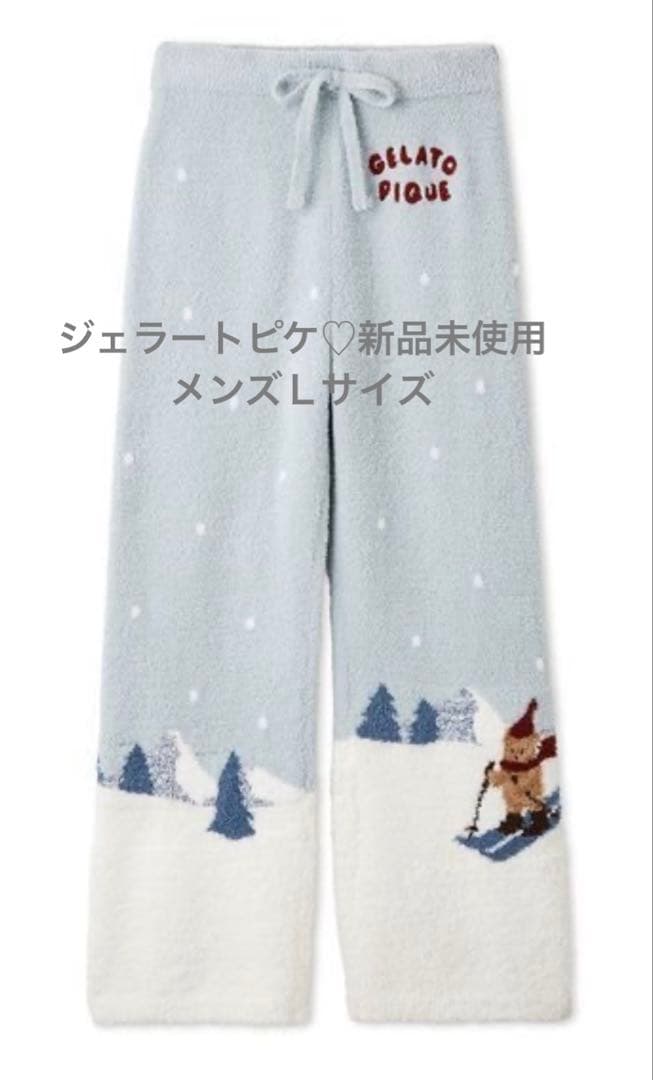 ジェラートピケ スキーベアジャガードロングパンツ 新品 メンズL
