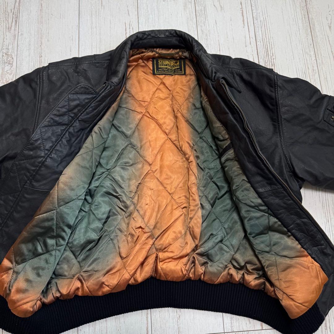 Steiner ヴィンテージ 本革 レザー MA-1 フライトジャケット L 黒