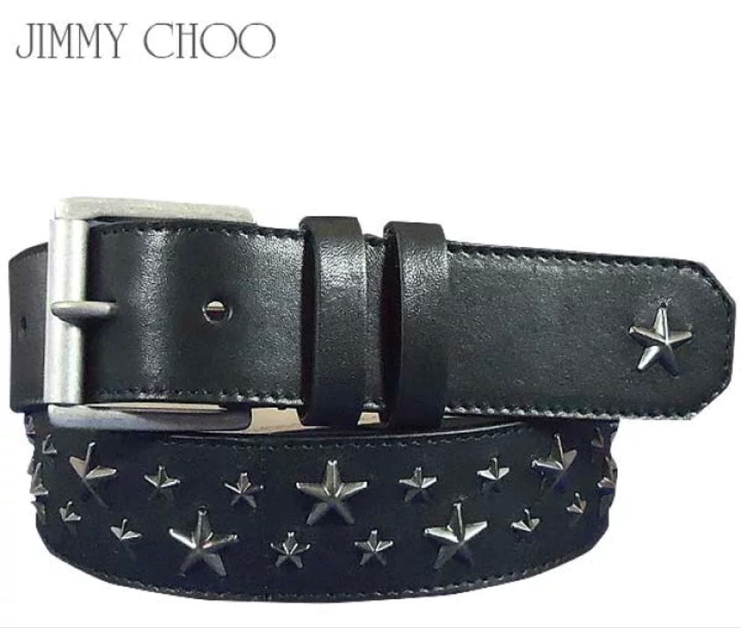 高級】本革Jimmy Choo ブラックレザーベルト 星型スタッズ 本革 - メルカリ