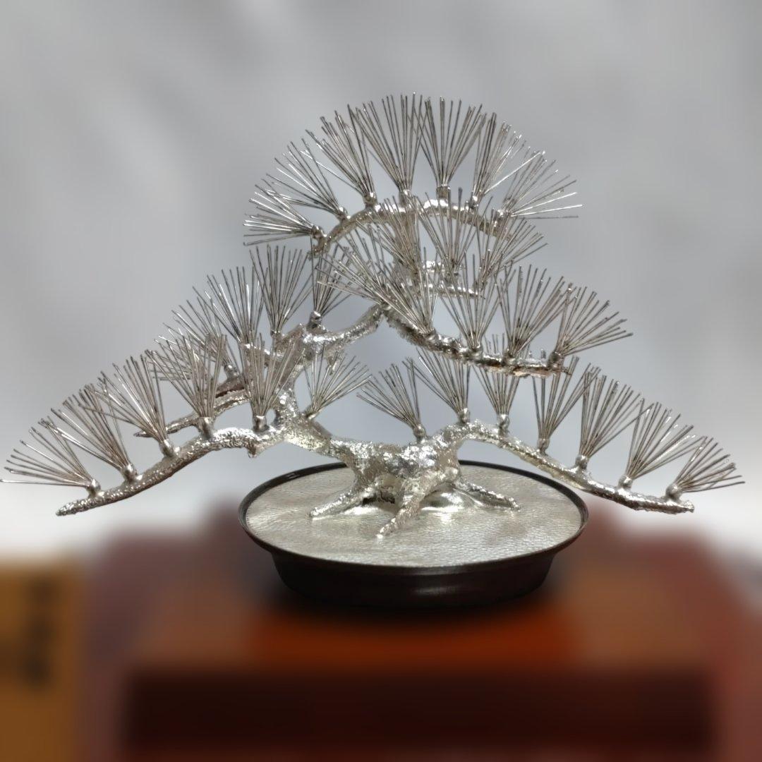 h*中様 純銀製 光則作 盆栽 2号「松」ガラスケース・紙箱付き - メルカリ