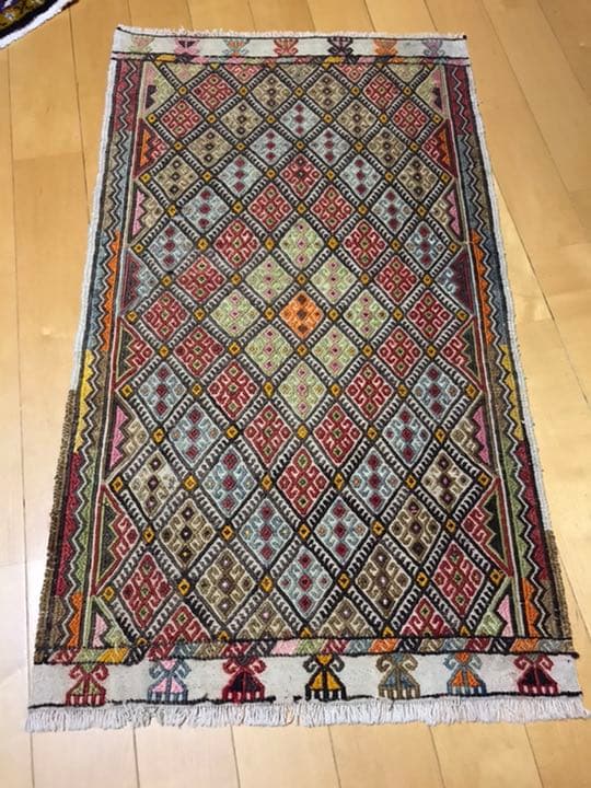 超大判/ベージュと淡いグレーのヴィンテージラグ 雅姫さんNo.636