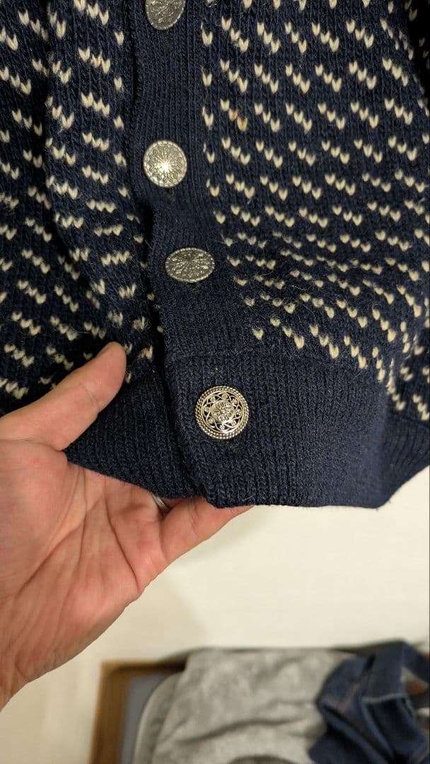 L.L.Bean バーズアイニット　カーディガン　Lサイズ　ノルウェー製