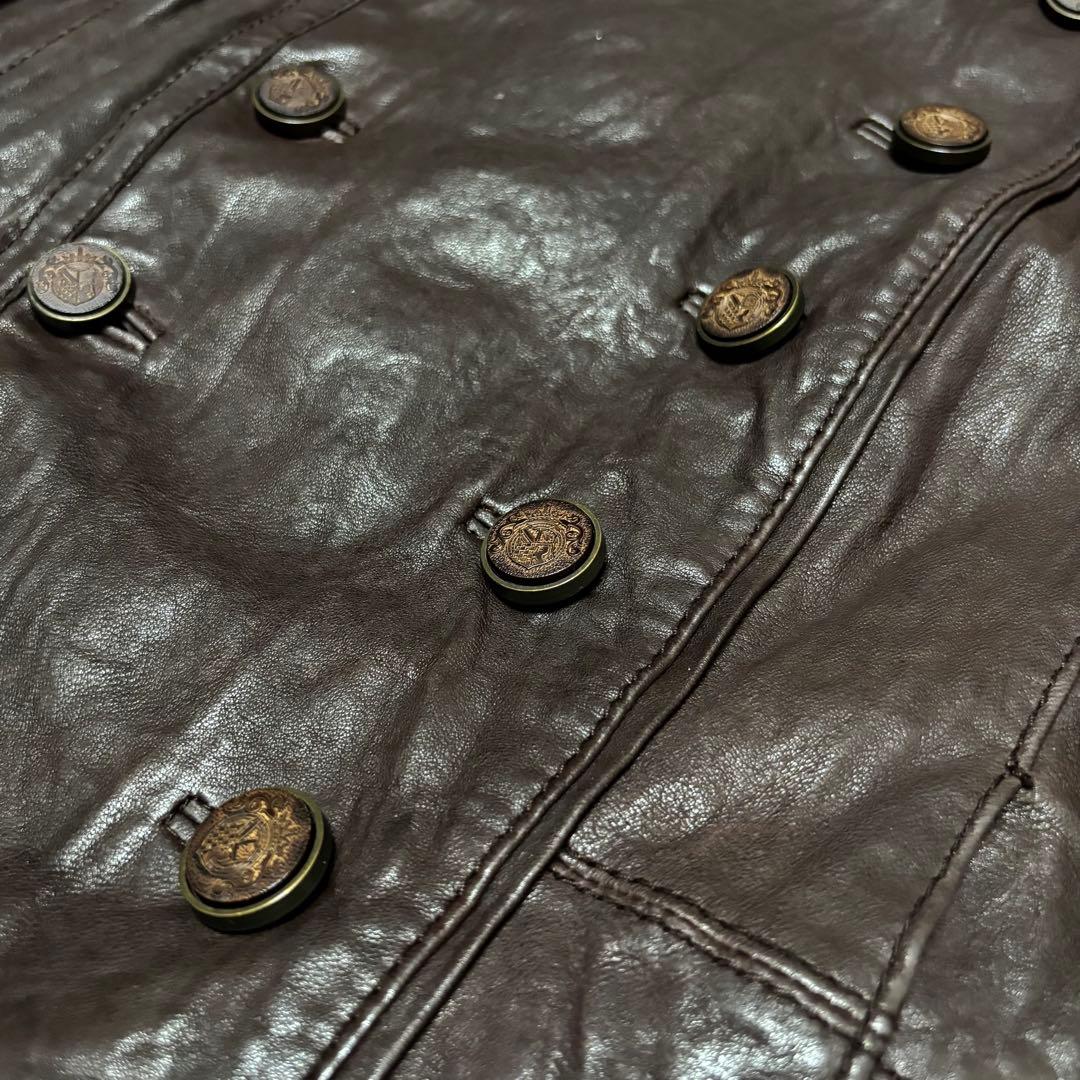 00s Archive ブラウン レザー ナポレオンジャケット 本革 - メルカリ