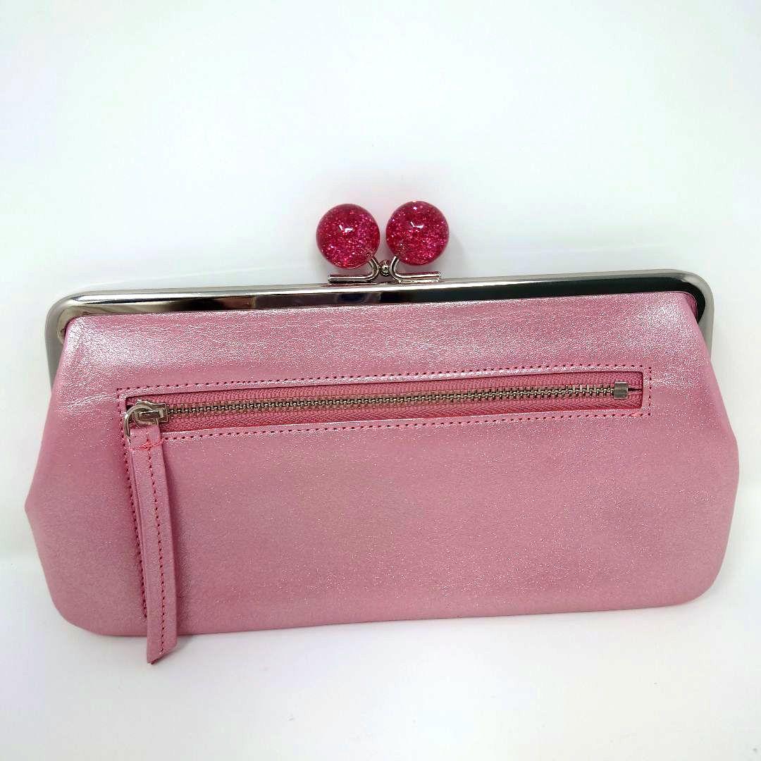 新品 シャルルジョルダン長財布キャンディピンクグリッターがま口長