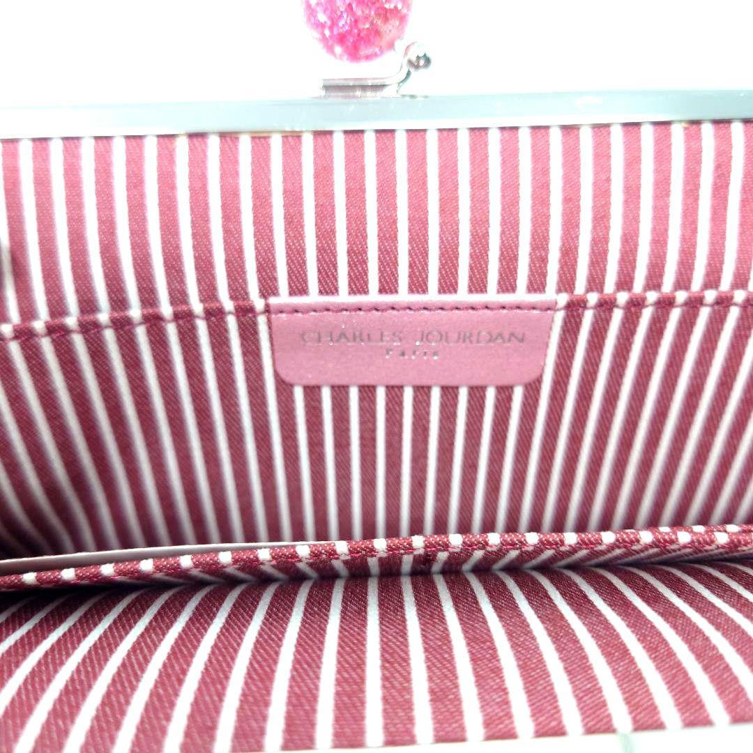 新品 シャルルジョルダン長財布キャンディピンクグリッターがま口長