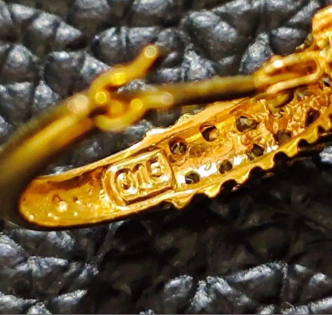 K18 ジュエリー 0.15ct ダイヤモンド フープピアス ゴールド片耳