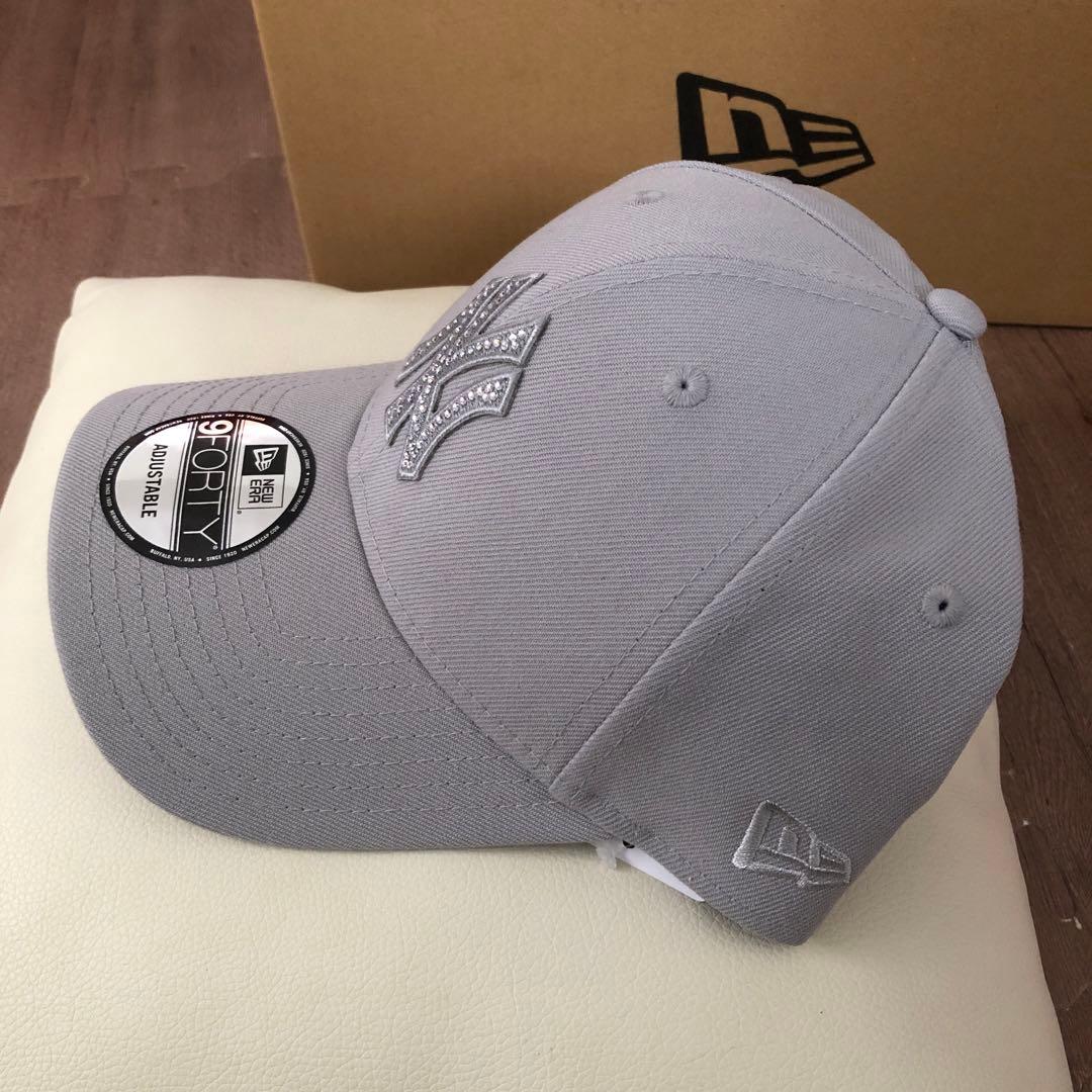 ニューエラ 9FORTY ラインストーン ヤンキース キャップ 帽子 グレー