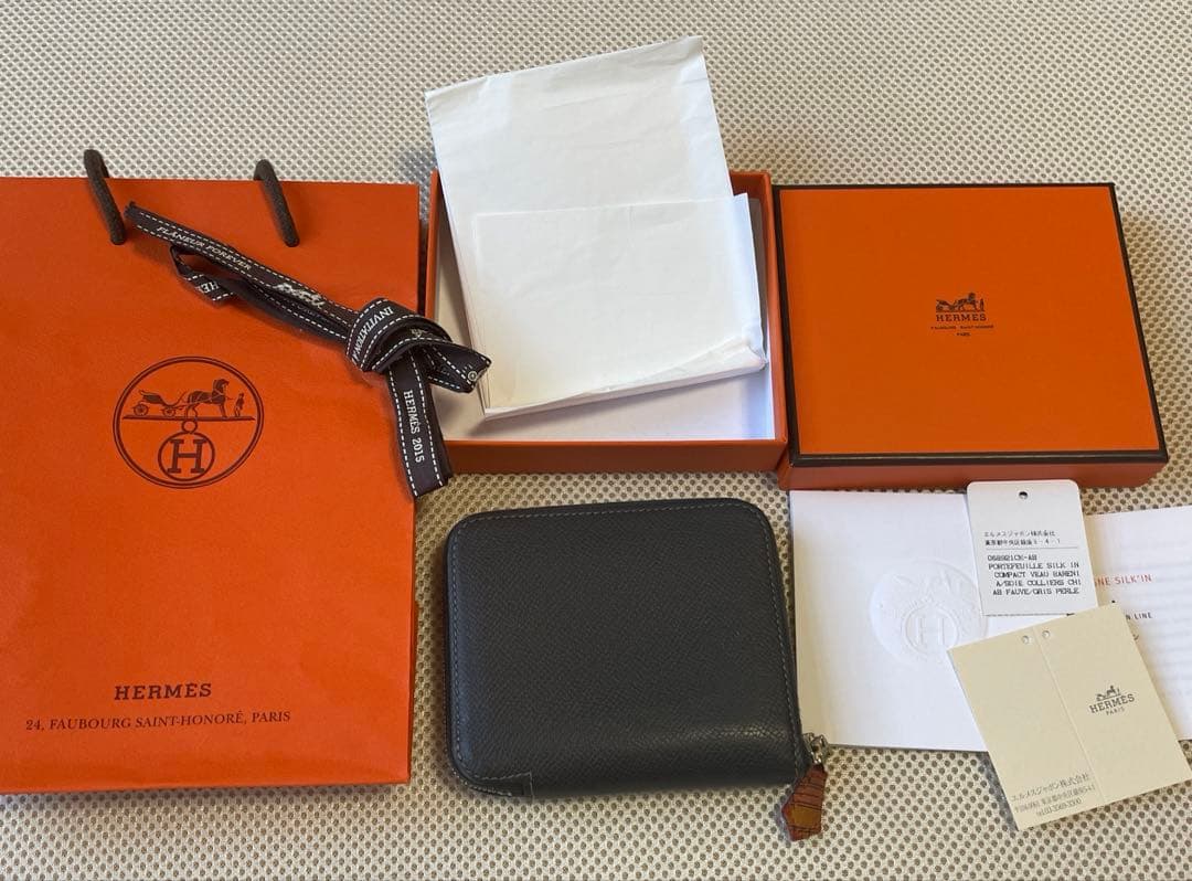 HERMES コンパクト アザップ コンパクト シルクイン ケース レザー HERMES（エルメス） 二つ折り財布 アザップ シルクイン コンパクト