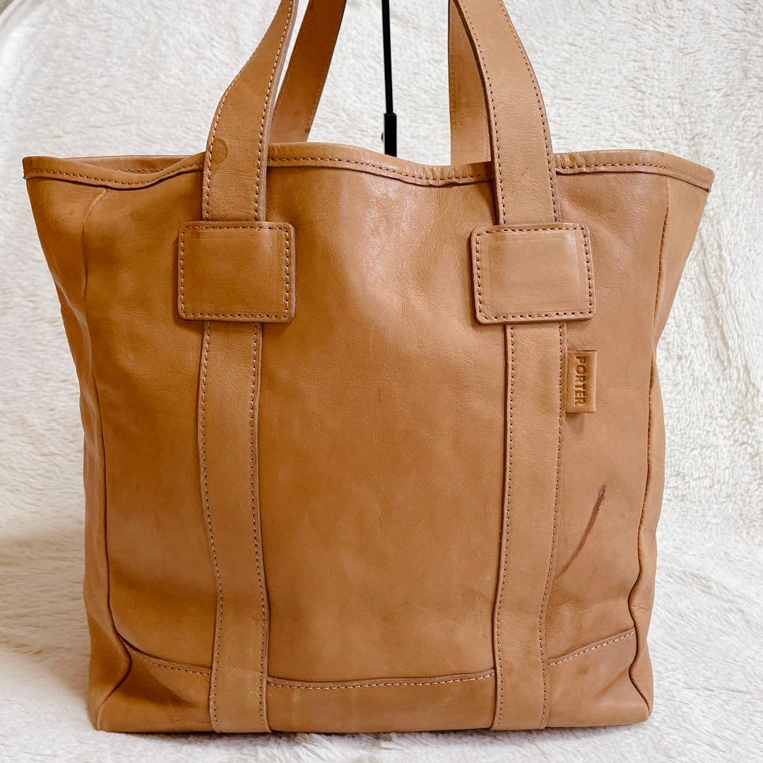 希少 廃盤品 PORTER ポーター オールレザー キャメル トートバッグ 船型