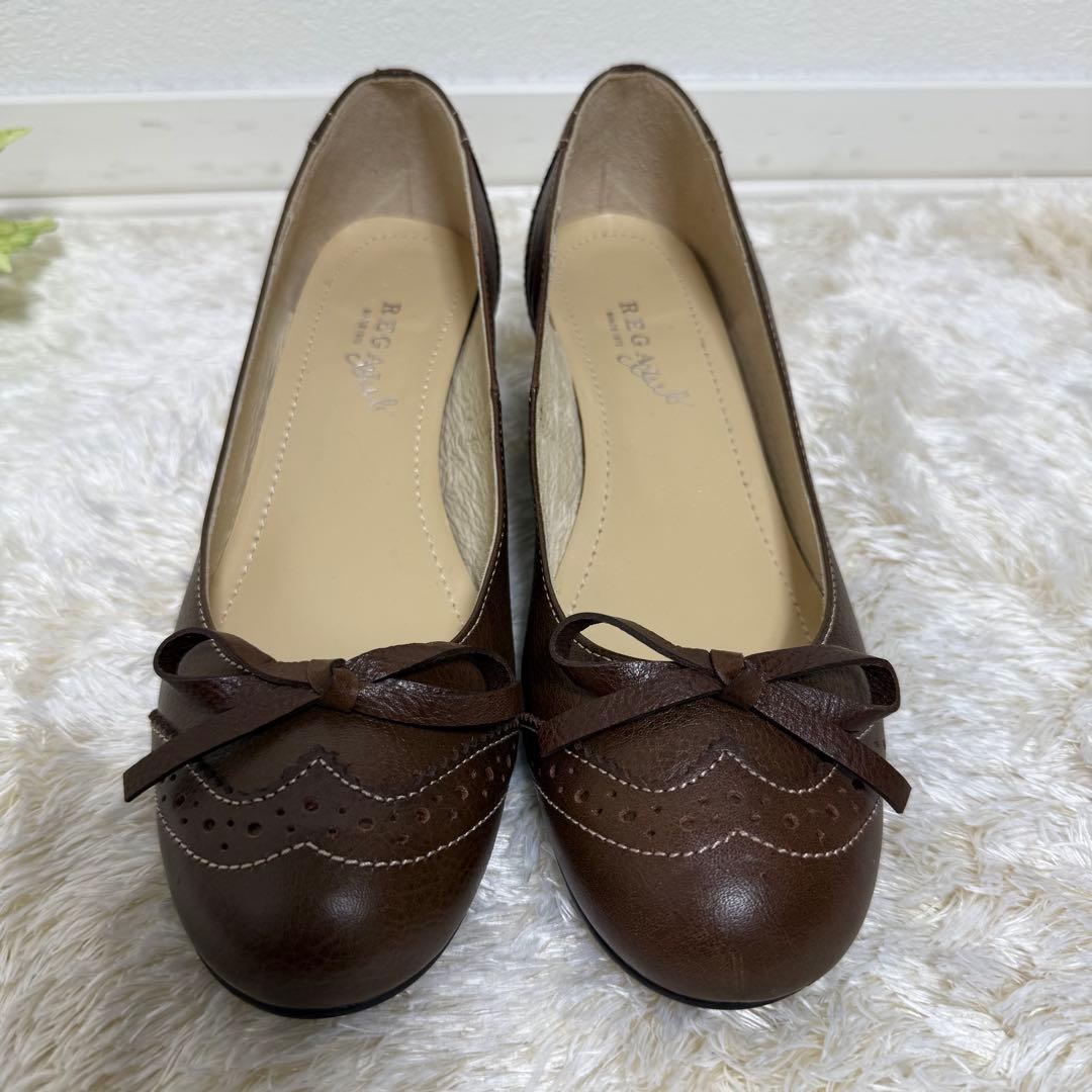 REGAL Club 本革 レザー パンプス ブラウン 22.5cm ローヒール - メルカリ
