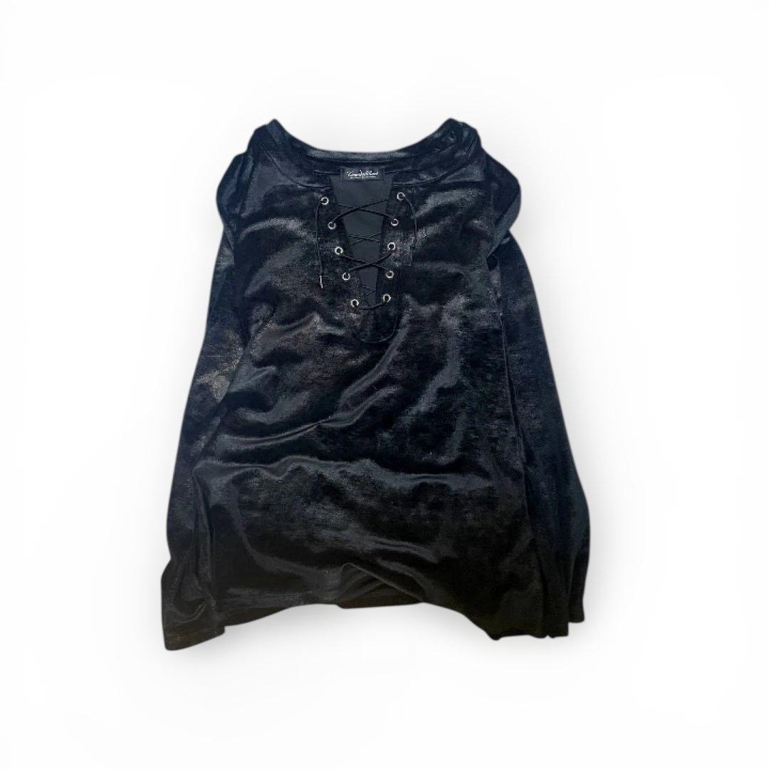 トップス 00s tornado mart vkei lace up velour y2k c06326a52d26bbae9e93b6c2363941