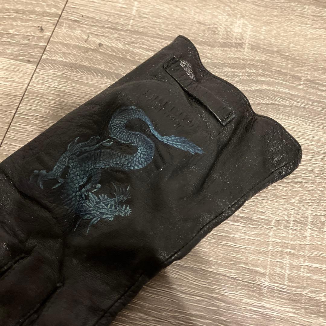 希少 ジャンポールゴルチエ ドラゴン刺繍 レザーグローブ 手袋 本革