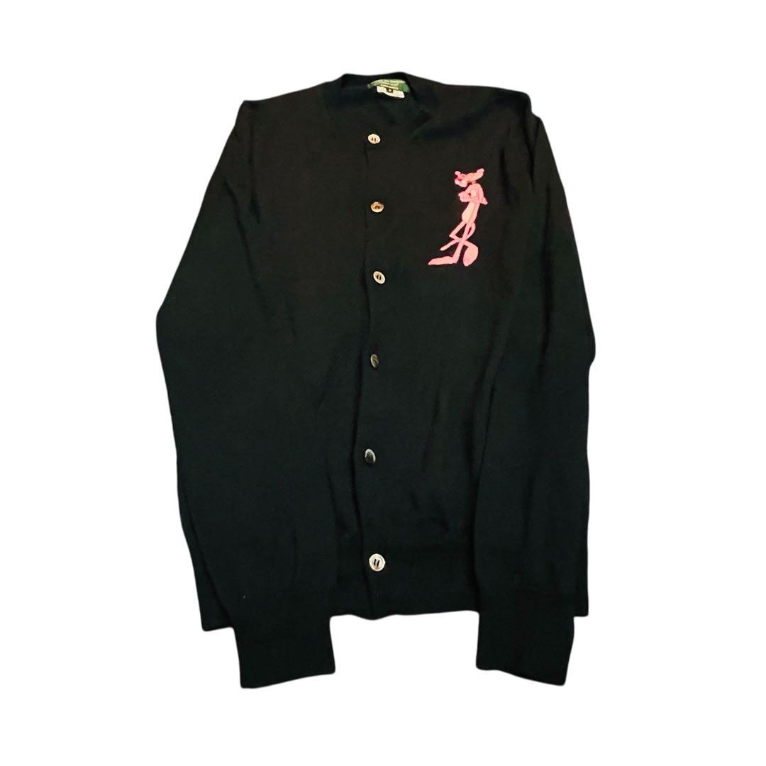 コムデギャルソン　HOMME PLUS ピンクパンサー刺繍 黒カーディガン 長袖 中古・古着通販】COMME des GARCONS HOMME PLUS (コムデギャルソンオム