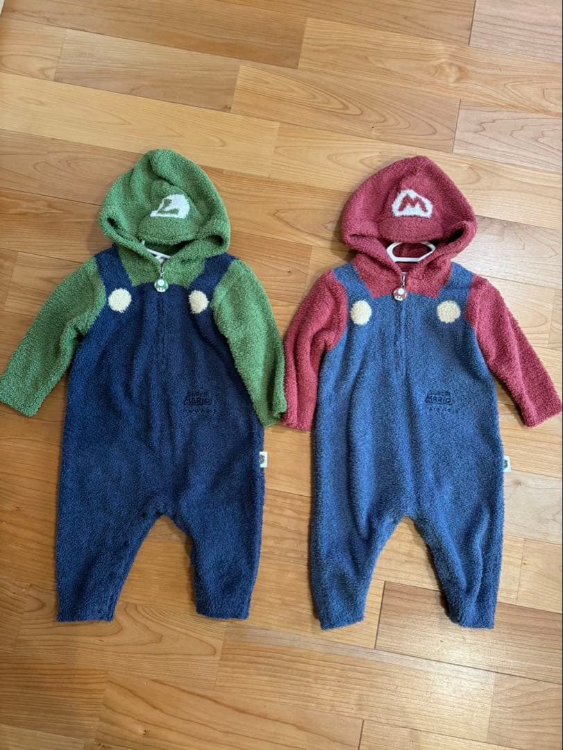 ☆miniジェラートピケ　ロンパース　マリオ　ルイージ　セット７０から８０ ☆mini様専用ジェラートピケ ロンパース マリオ ルイージ セット70