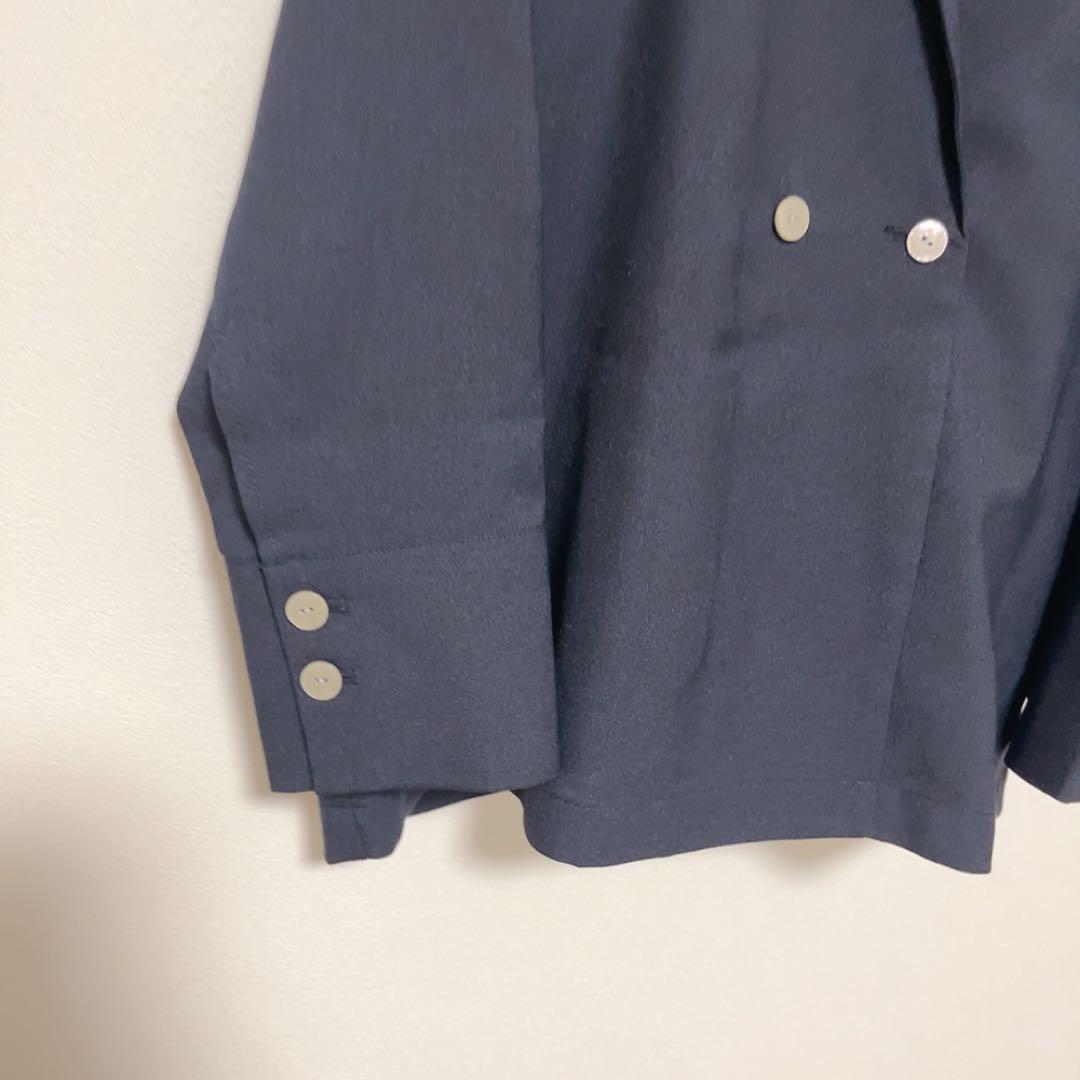 美品 OURHOME シワになりにくい、洗える軽やかジャケット ネイビー