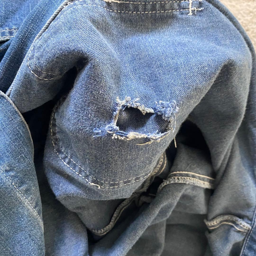 希少 60s デニム カバーオール 4ポケ 裏地なし46サイズ ヴィンテージ