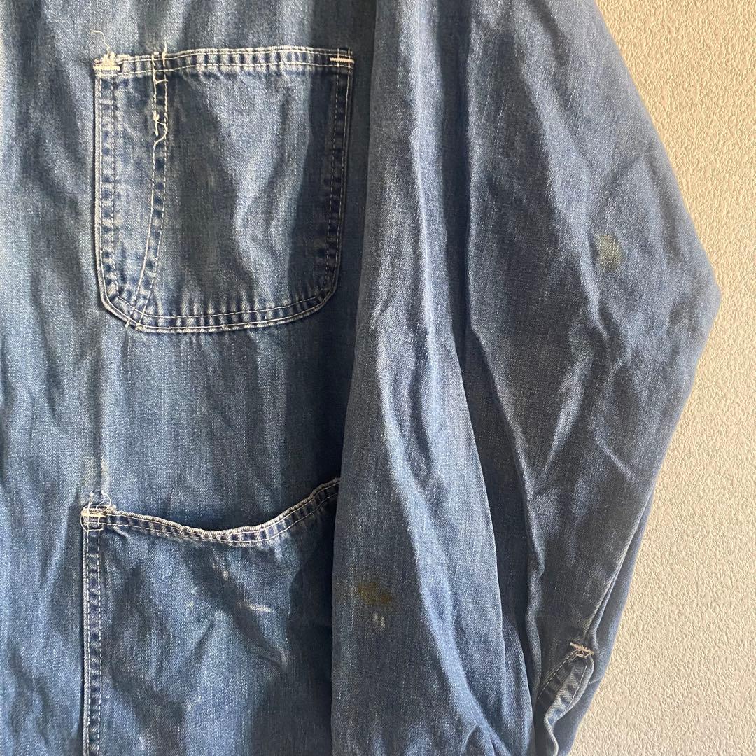 希少 60s デニム カバーオール 4ポケ 裏地なし46サイズ ヴィンテージ