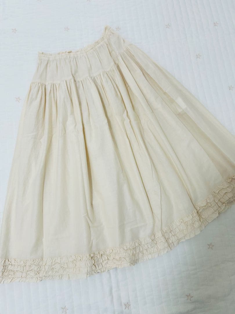 ピンクハウス　生成り　スカート　ペチ　ピコフリル　総ゴム　綿ローン ローンフリルスカート｜ピンクハウスオフィシャルオンラインストア