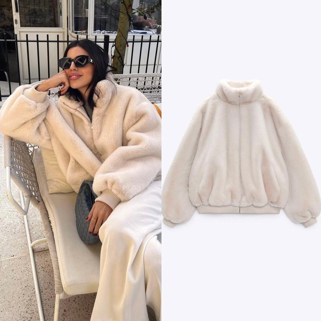 新品 ZARA フェイクファーボンバージャケット Lサイズ - メルカリ