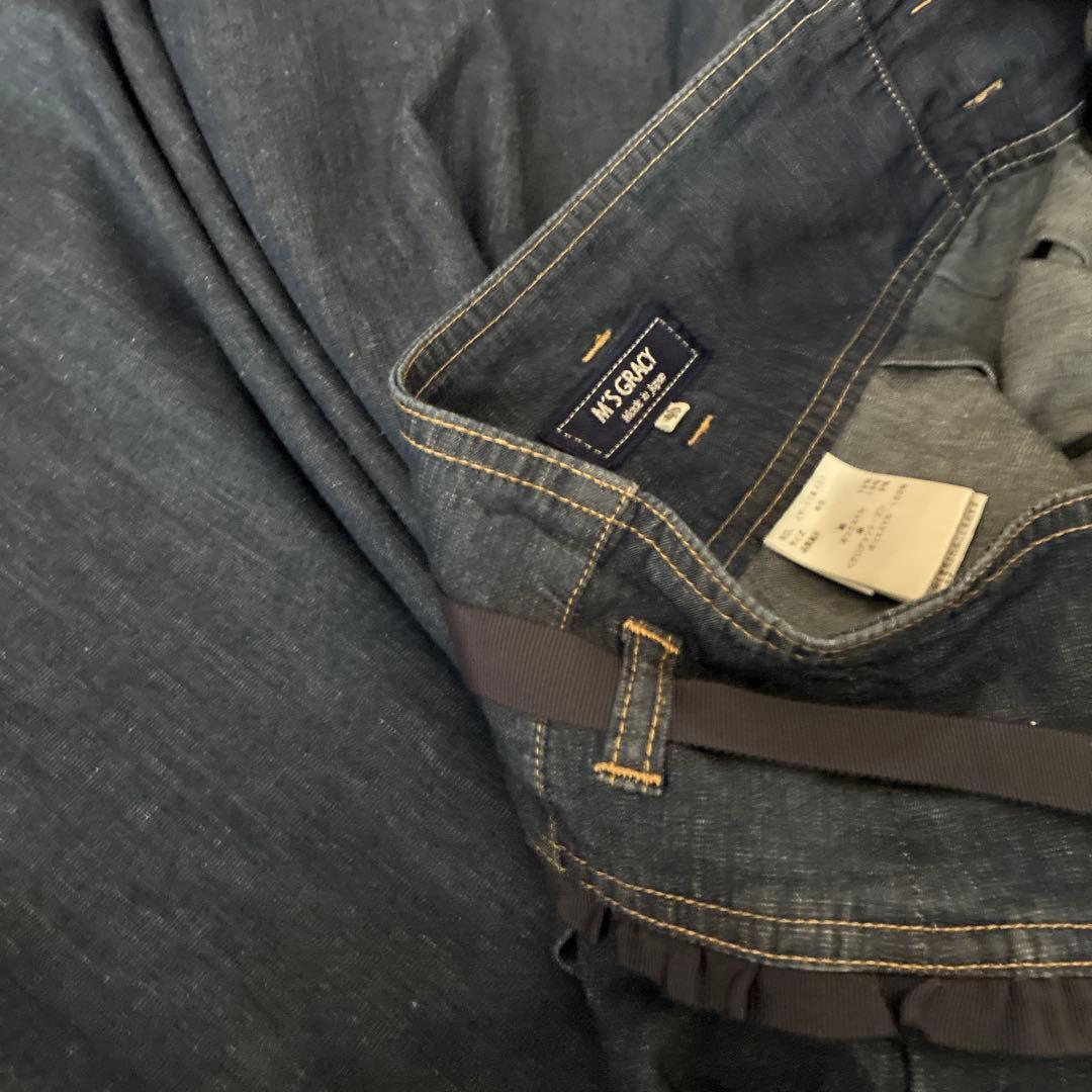 エムズグレイシー ネイビー ガウチョパンツ リボン付き ハイウエスト