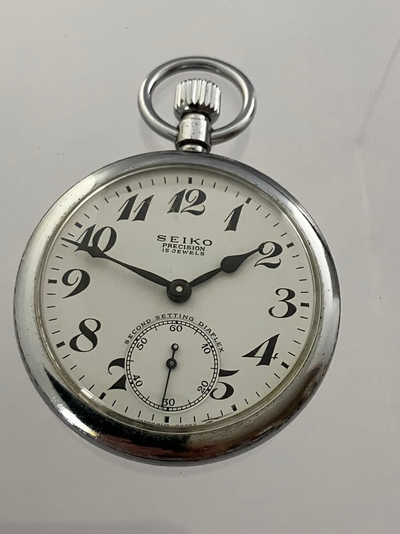 国鉄時代の懐中時計　１９セイコー　スモセコ　昭和４７年 不動品 昭和35年の19セイコー鉄道時計/15石/秒針止め機能/絶版時計