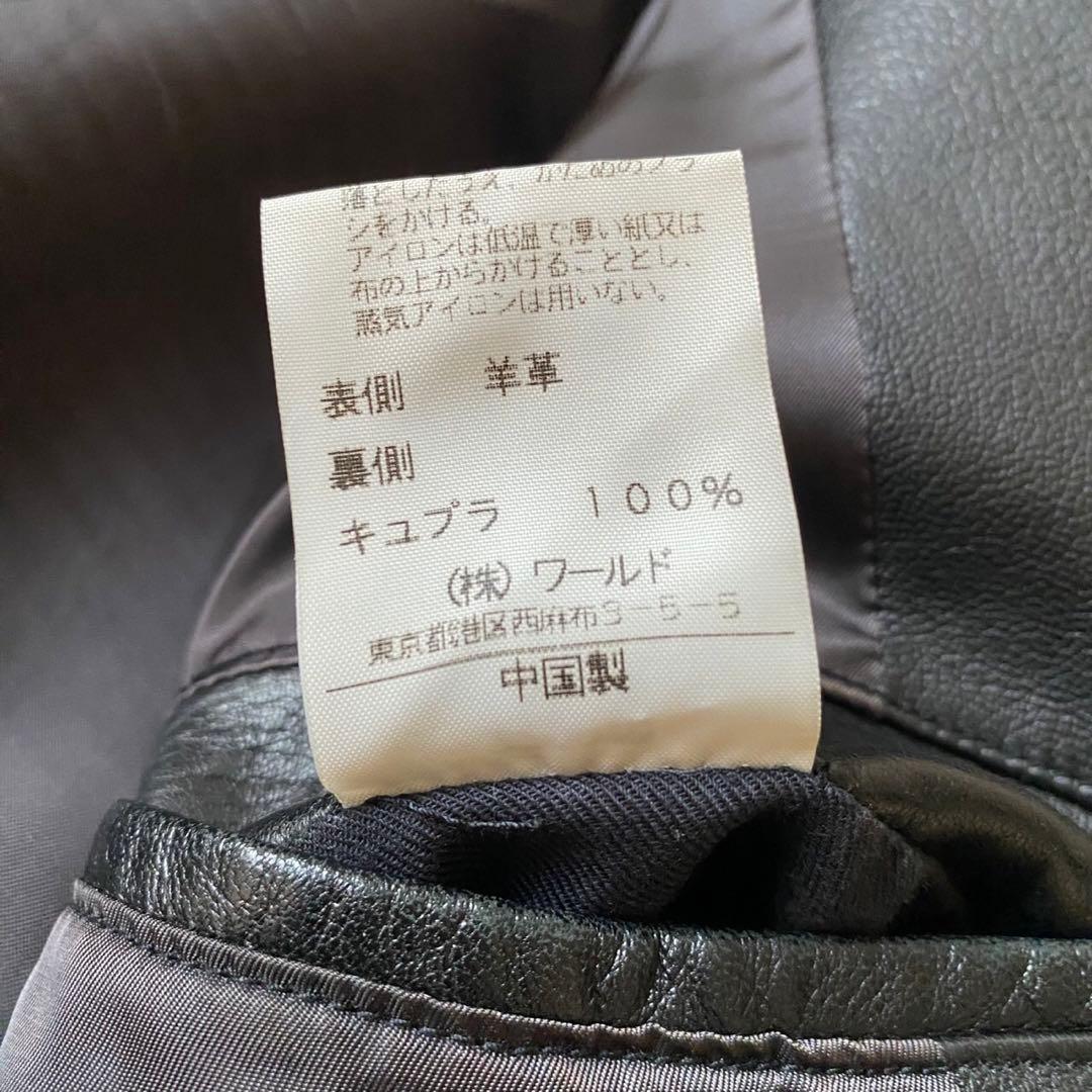 美品✨】タケオキクチ 羊革 レザーチェスターコート ロング丈 黒 M