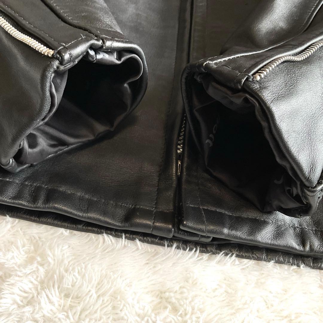 美品】Schott 641 立ち襟シングルライダースジャケット ボアライナー付