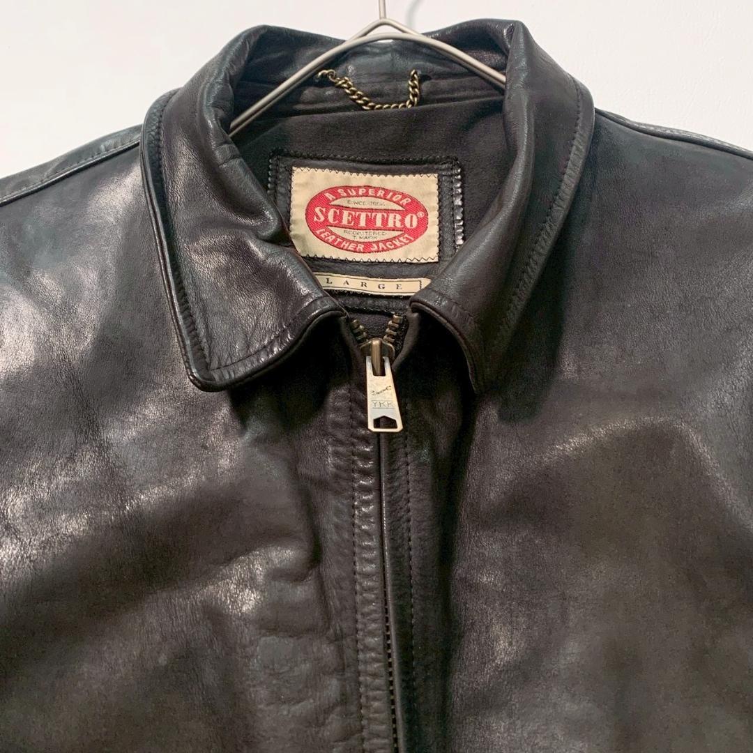 本革】スチェットロ レザージャケット L ブラック イタリア製 ビッグサイズ