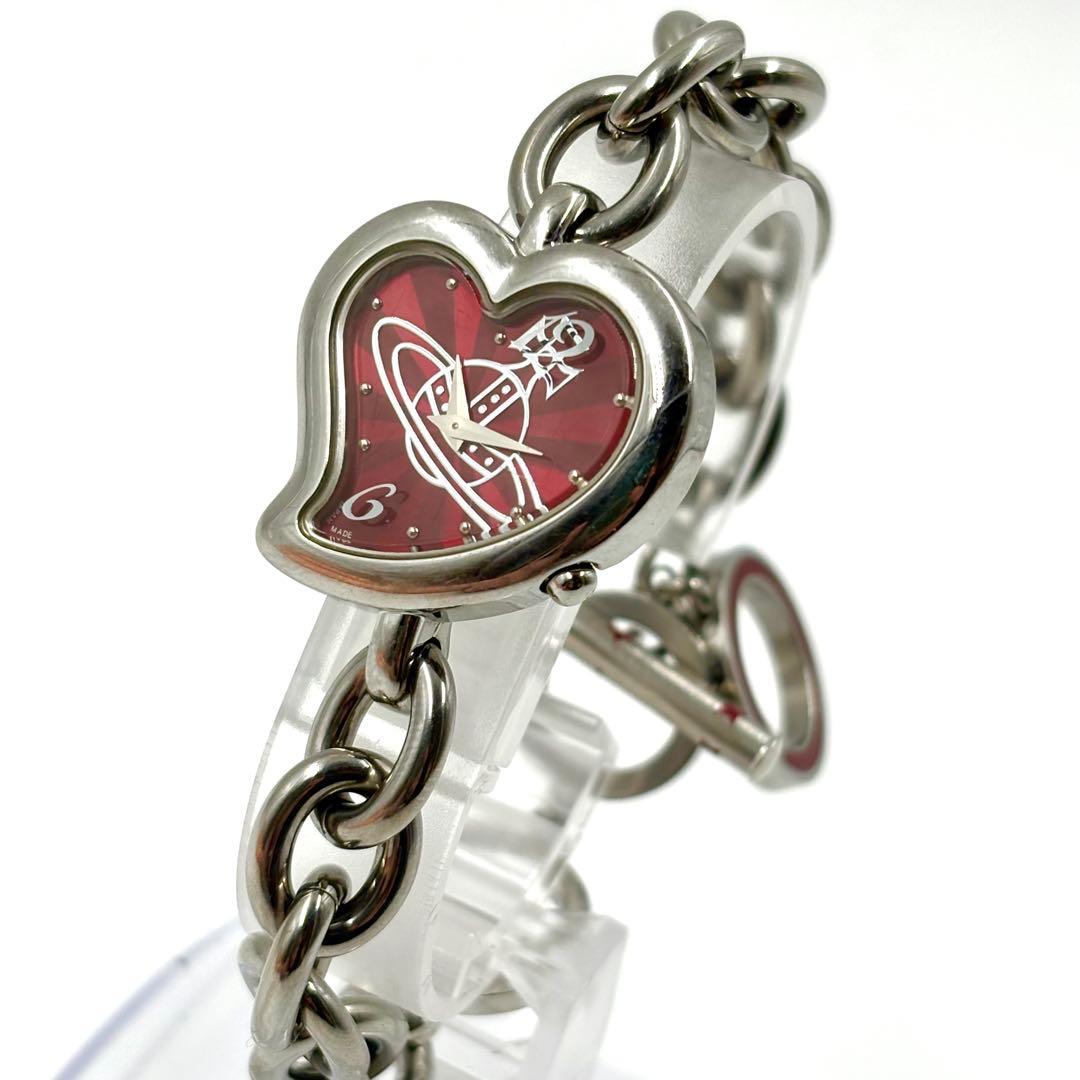 【レア】 ヴィヴィアンウエストウッド ディアマンテ ハート バングル 腕時計 稼働✨希少】 ヴィヴィアンウエストウッド ディアマンテ ハート