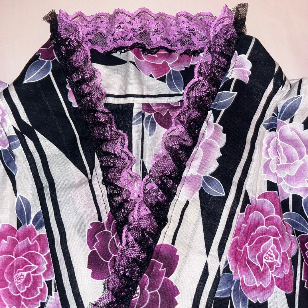 浴衣ドレス 姫ギャル 大人 紫