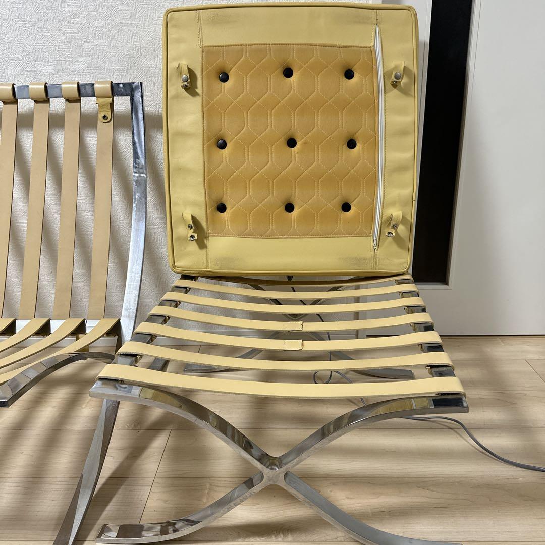 バルセロナチェア 本革 クロームフレームオットマンセット - メルカリ