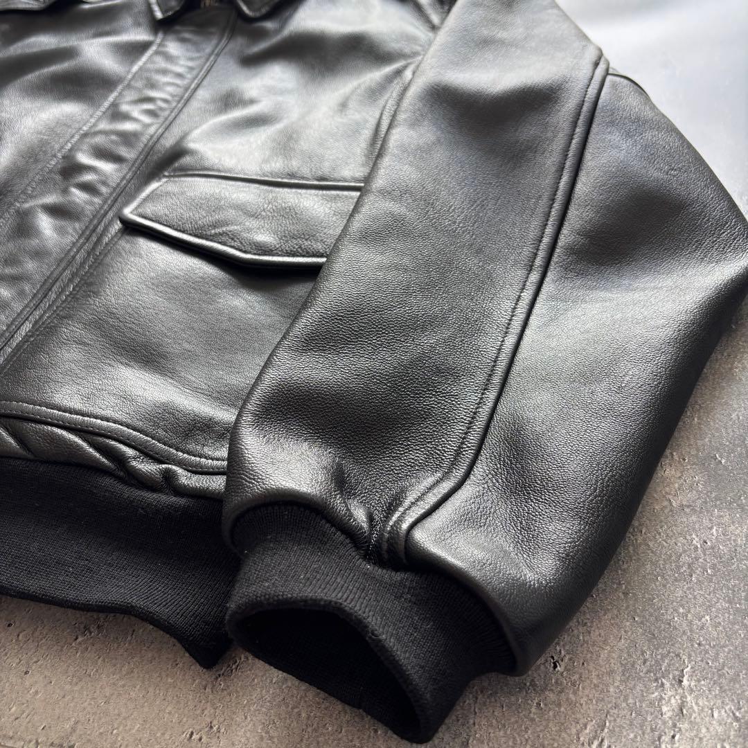 【美品】L.L.Bean A-2レザージャケット XL 黒 ゴートスキン 本革