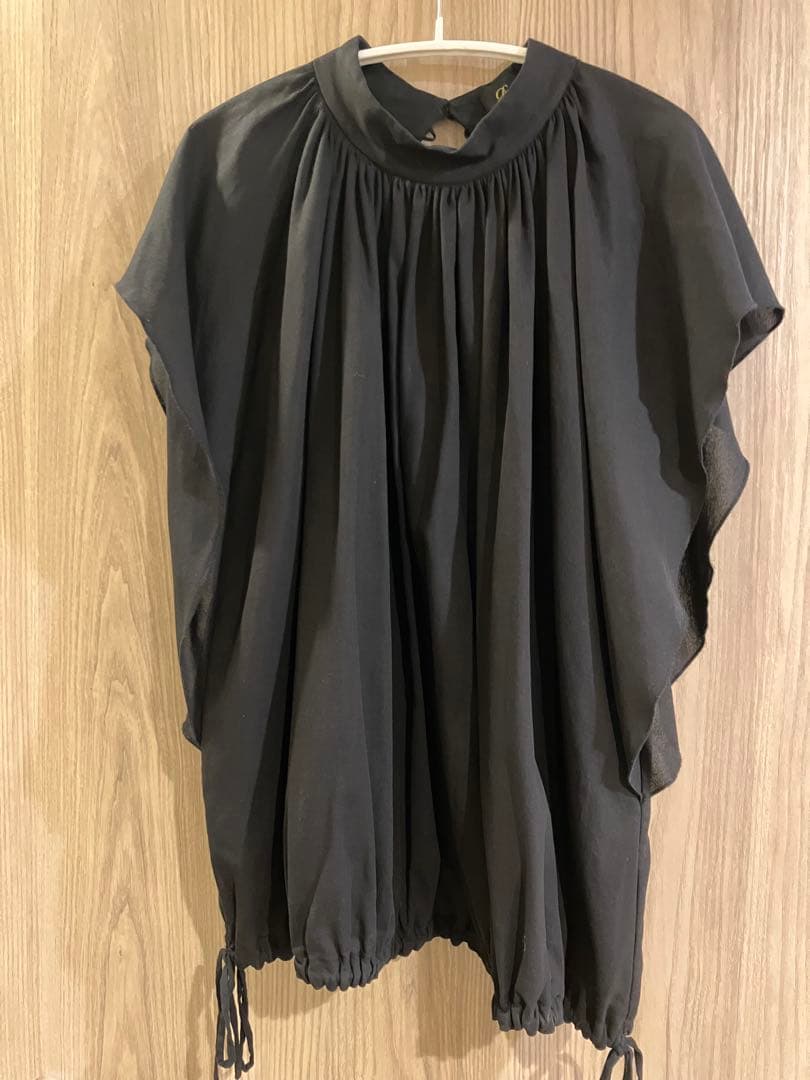 美品☆Drawer ジョーゼットギャザーブラウス サイズ36 ブラック シアージョーゼット・ギャザーブラウス/DoCLASSE