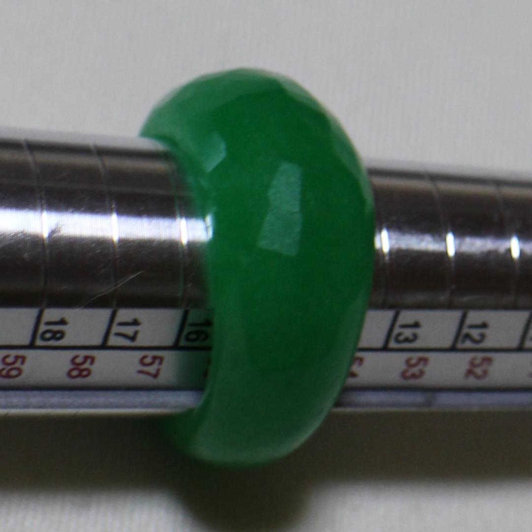 多面カット 本翡翠（推定） くり抜きリング 15号 天然石 ジェダイト