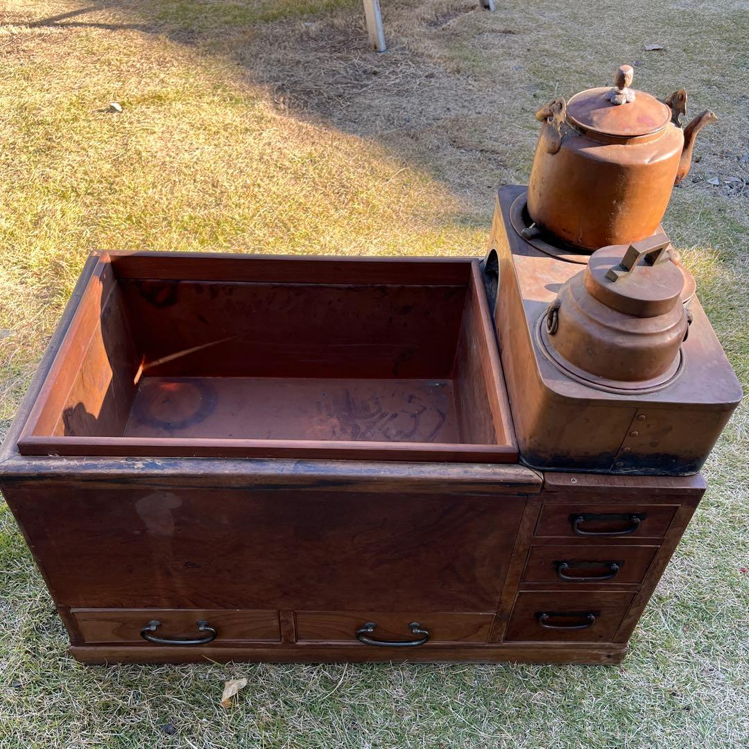 長火鉢 燗銅壷付き 引出し付 囲炉裏 火鉢 古道具 アンティーク - メルカリ
