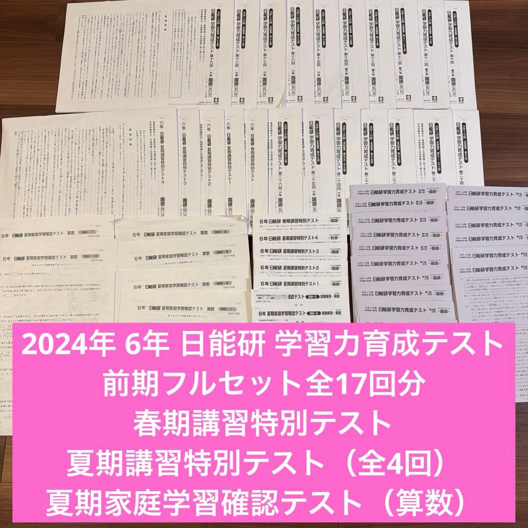 日能研　6年　前期フルセット　学習力育成テスト 2025年度 日能研6年 学習力育成テスト 前期17回分 - メルカリ