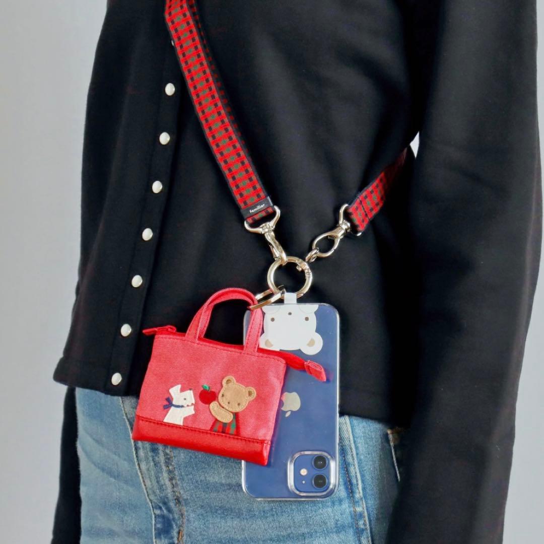 ファミリア familiar ミニデニムバッグ（赤） - メルカリ