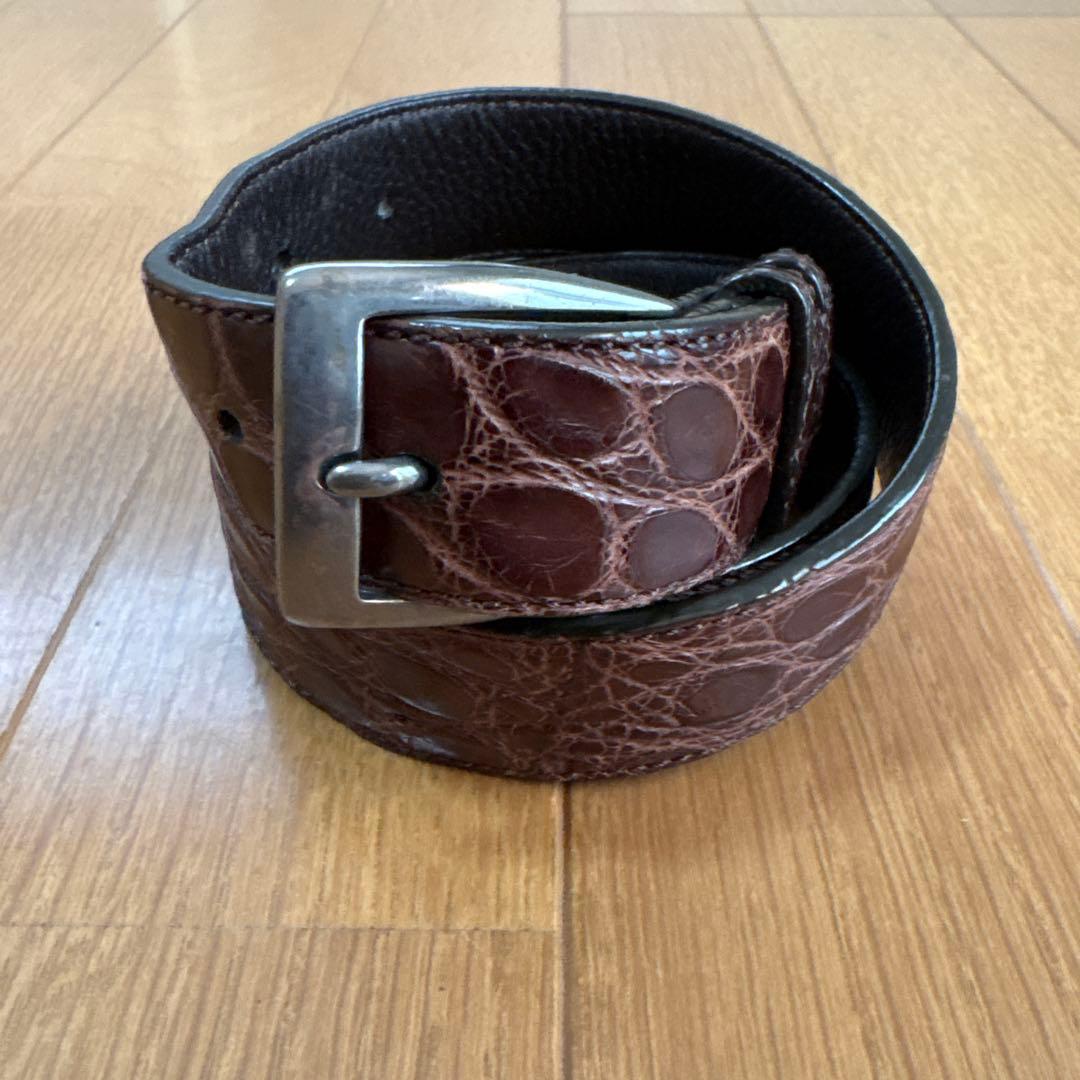 テス　TES アメリカンアリゲーター ベルト イタリア製 ワニ革 ブラウン blackjack002_main10.jpg