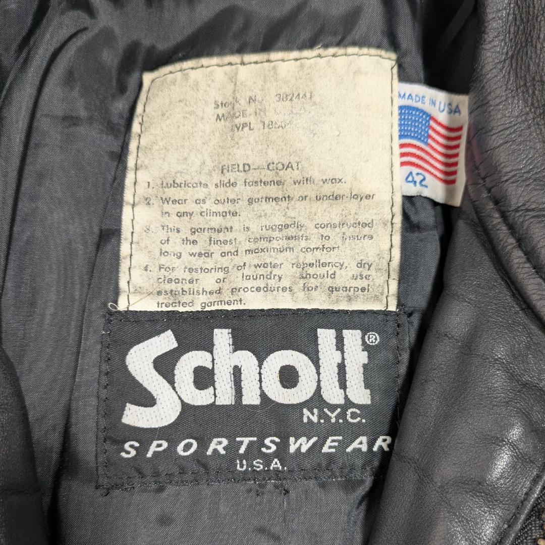 希少 42 Schott レザー M-65 フィールドジャケット 黒 ミリタリー