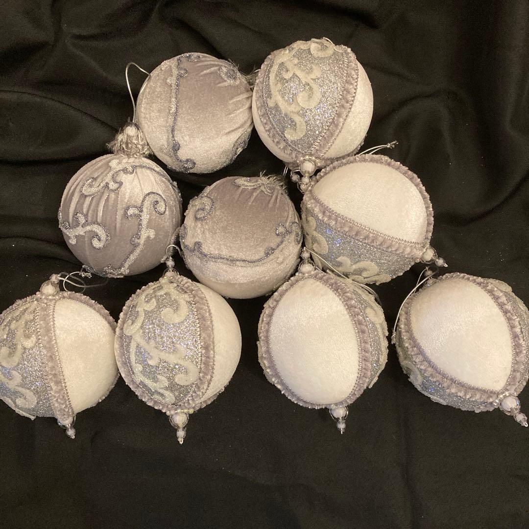 クリスマス　ゴージャスオーナメント　シルバー＆グレー　ベルベット大 クリスマス ゴージャスオーナメント シルバー＆グレー ベルベット大