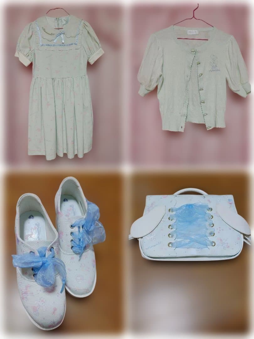 Sanrio　シナモロール　ワンピース　カーディガン　靴　バック　4点セット 100-130]【ポチャッコ＆シナモロール】スウェットカーディガン