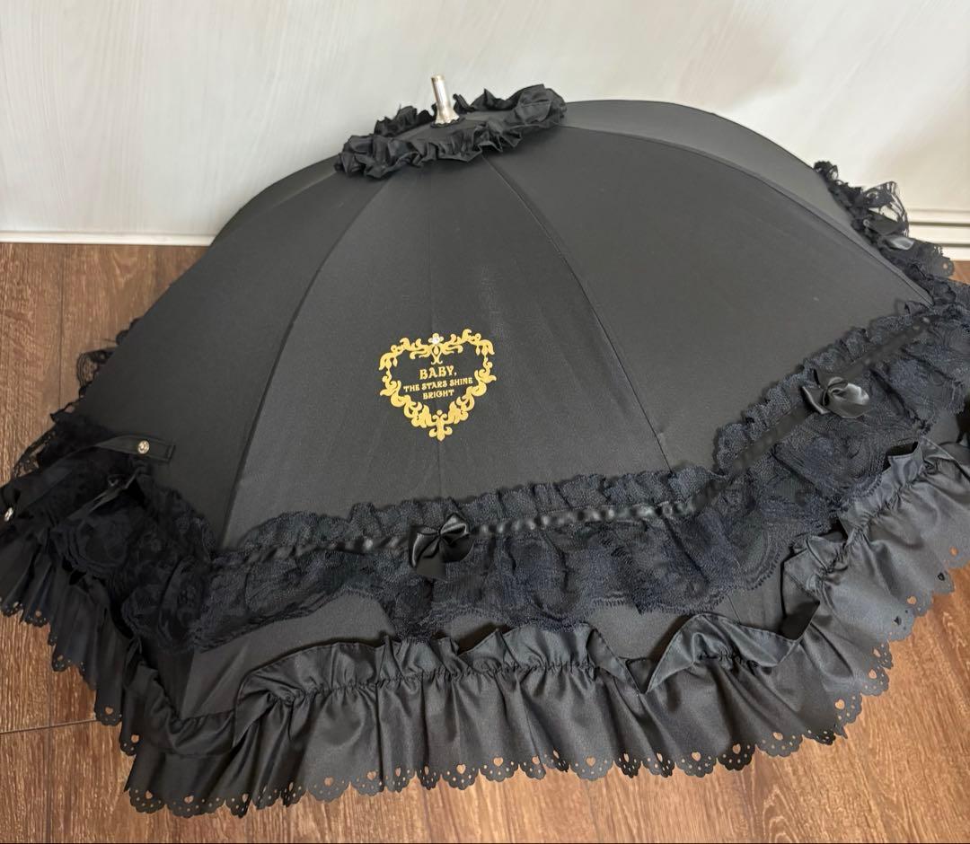 BABYプチリボンショートアンブレラ 黒 BABY THE STARS SHINE