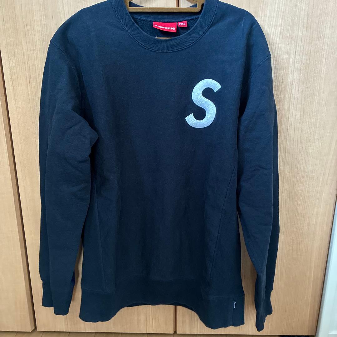 Supreme Sロゴ crewneckネイビー 17344765_36899453_600.jpg