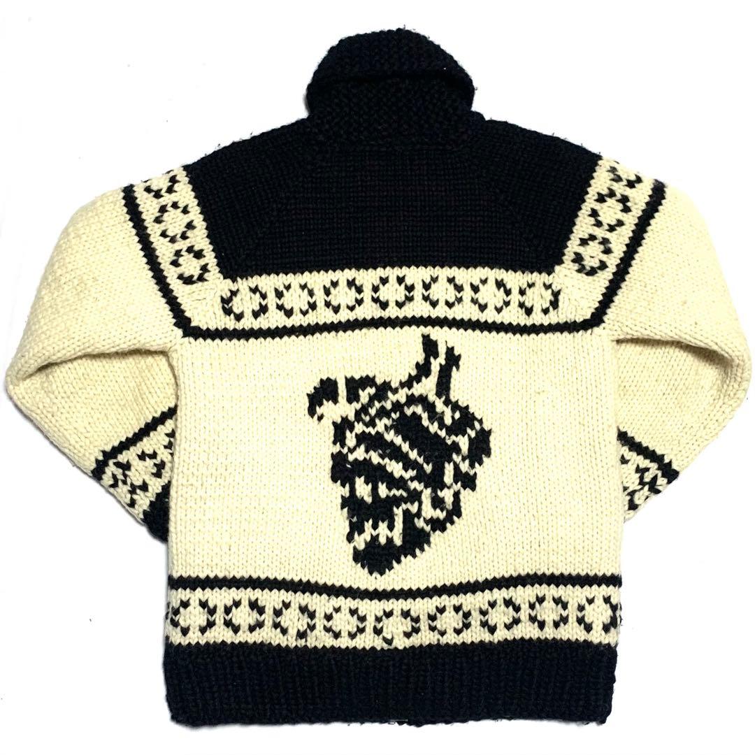 カナタ カナダ製 カウチンセーター メンズ 黒 白 スカル ドクロ