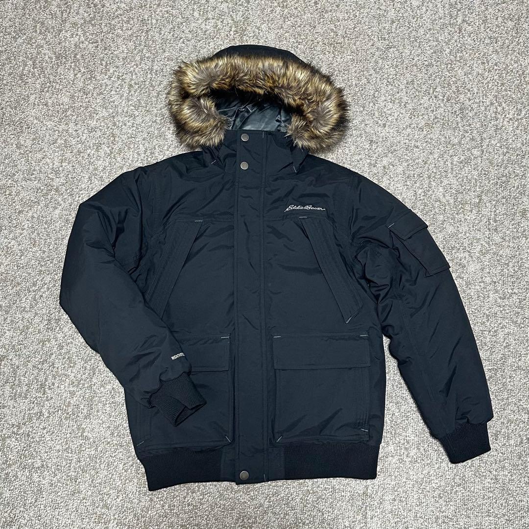 エディーバウアー メンズ ダウンコート ファー ブラック Sサイズ