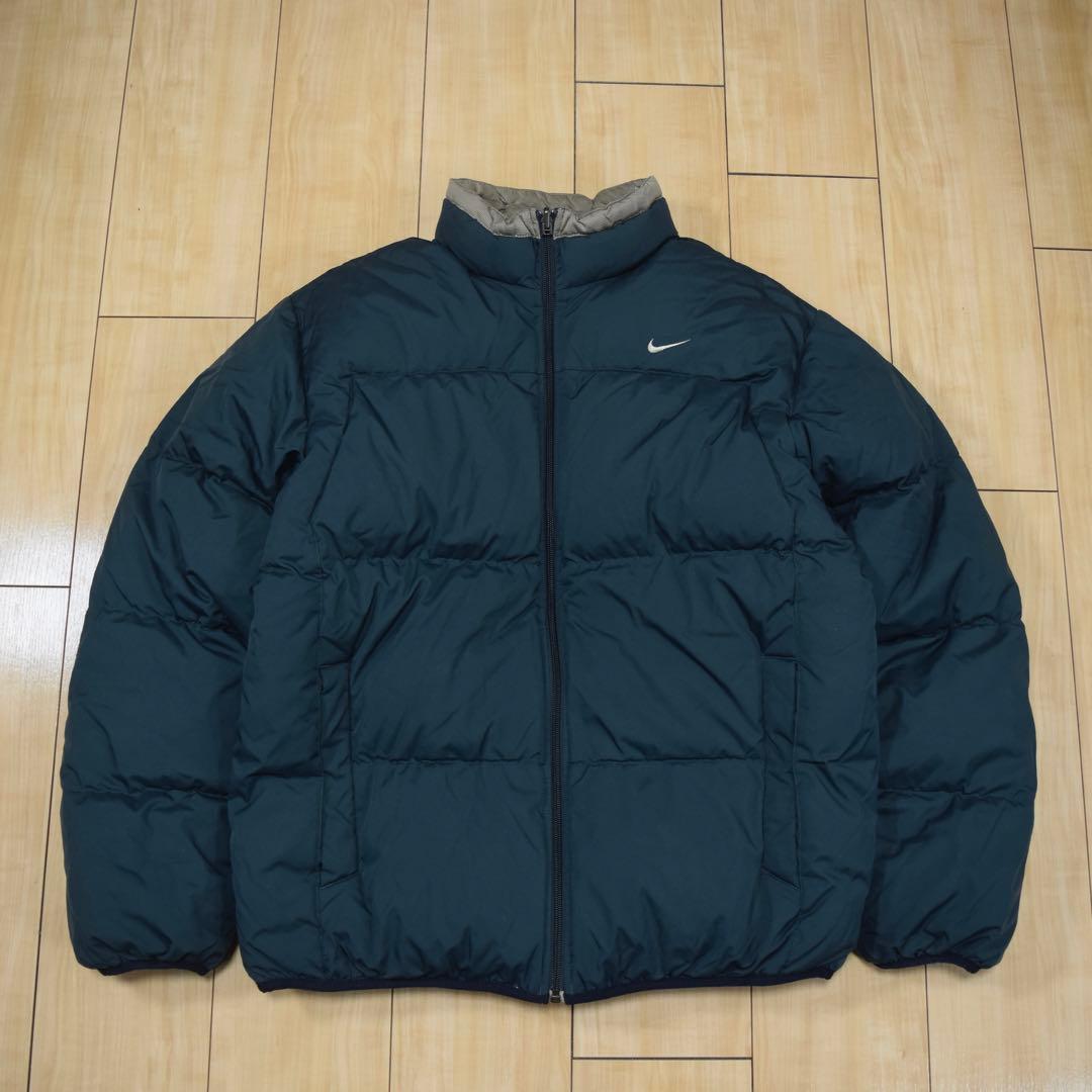 00s NIKE リバーシブル 肉厚ダウンジャケット グラフチェック ベージュ