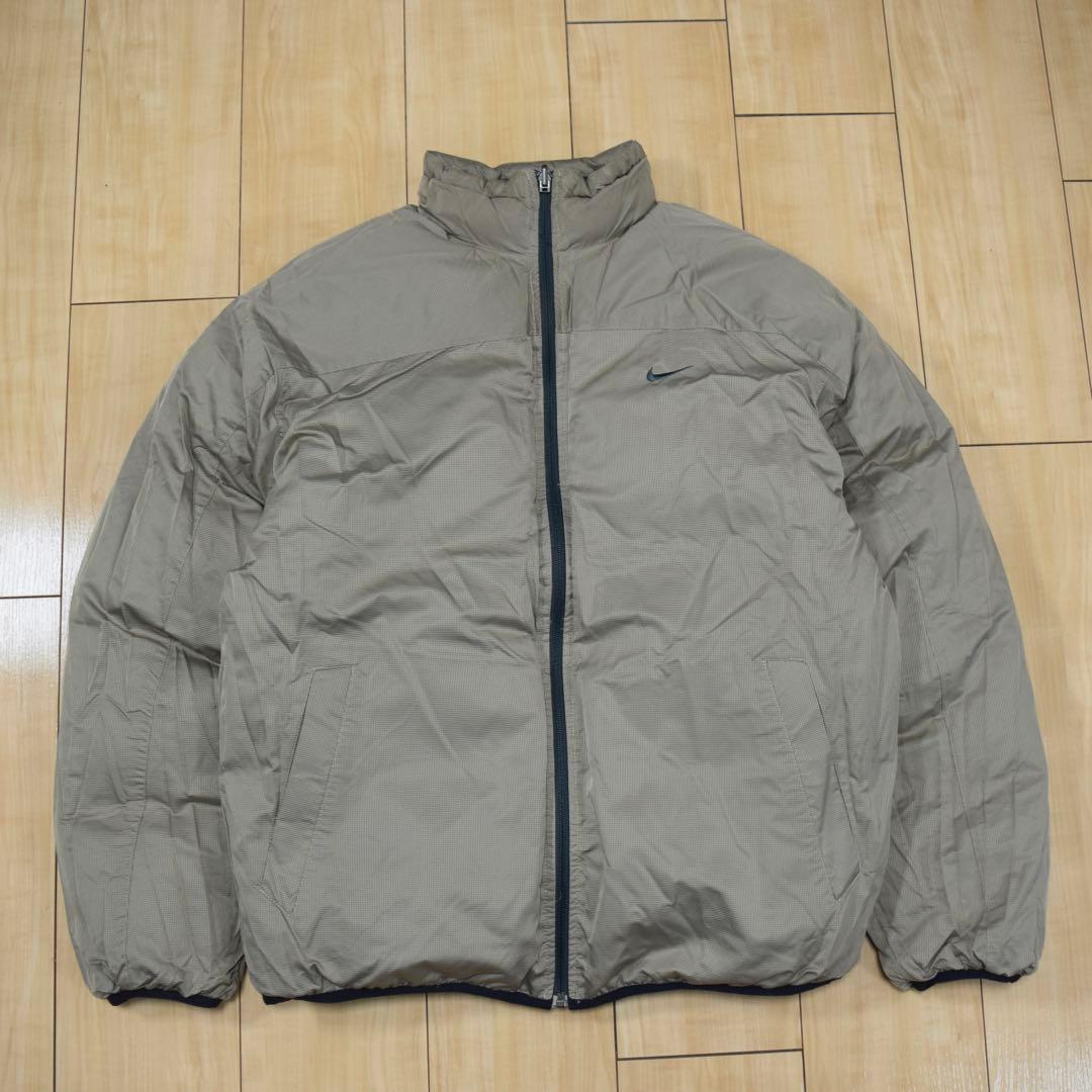 00s NIKE リバーシブル 肉厚ダウンジャケット グラフチェック ベージュ