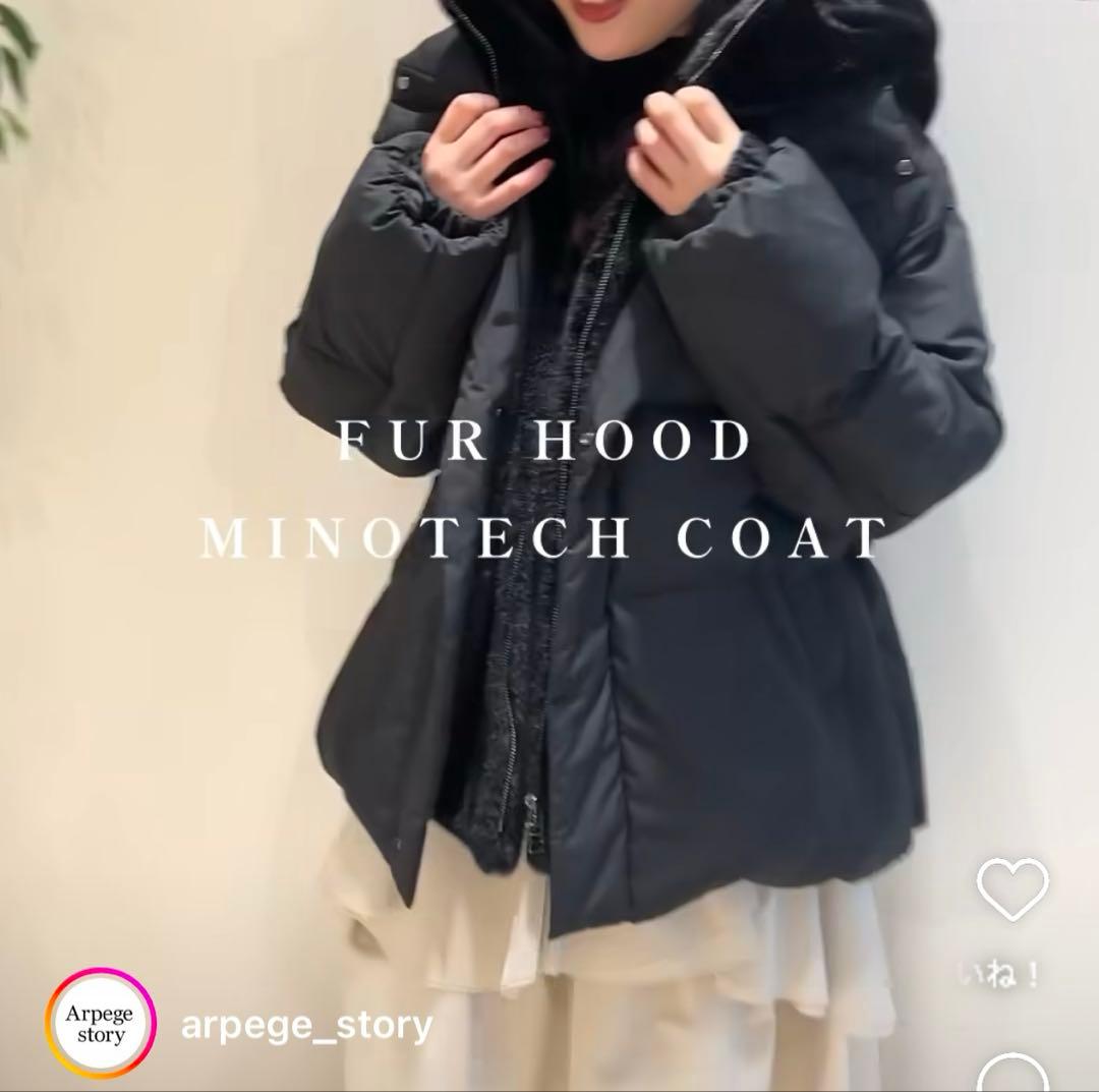 新品Arpege story ファーフード付きMINOTECH中綿コート - メルカリ